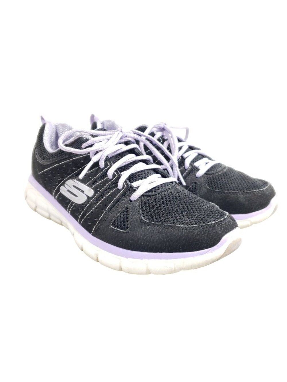 Skechers Womens Flex Sole Athletic Sneakers Black & Lavender US 8.5 Lightweight